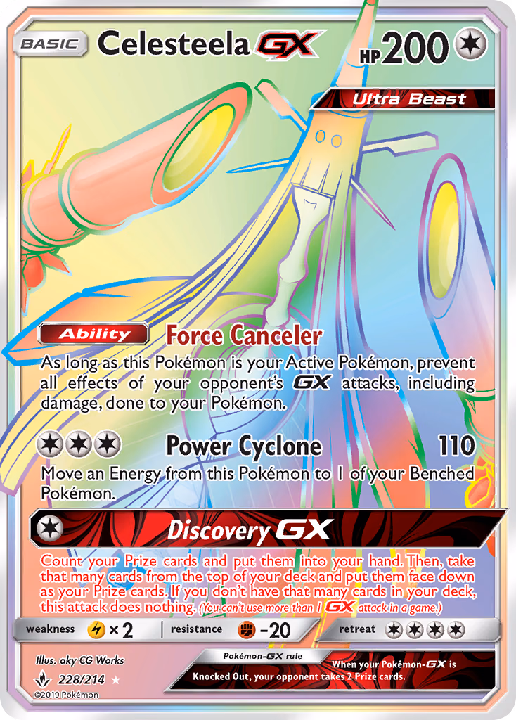 Celesteela-GX Pokemon card (228/214, Unbroken Bonds)