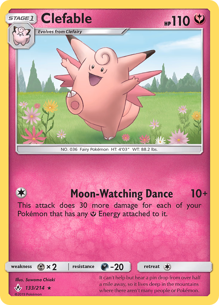 Clefable Pokemon card (133/214, Unbroken Bonds)