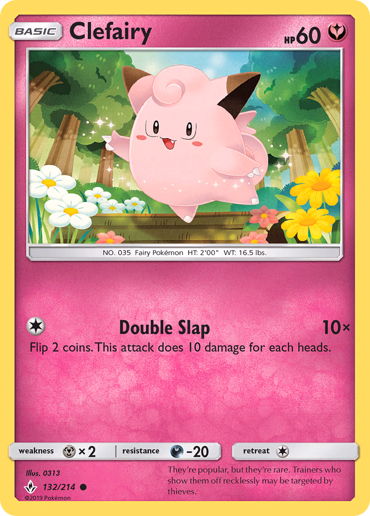 Clefairy Pokemon card (132/214, Unbroken Bonds)