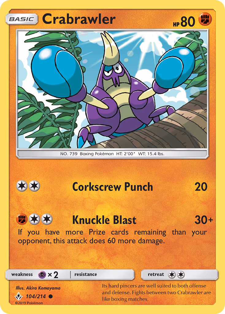 Crabrawler Pokemon card (104/214, Unbroken Bonds)