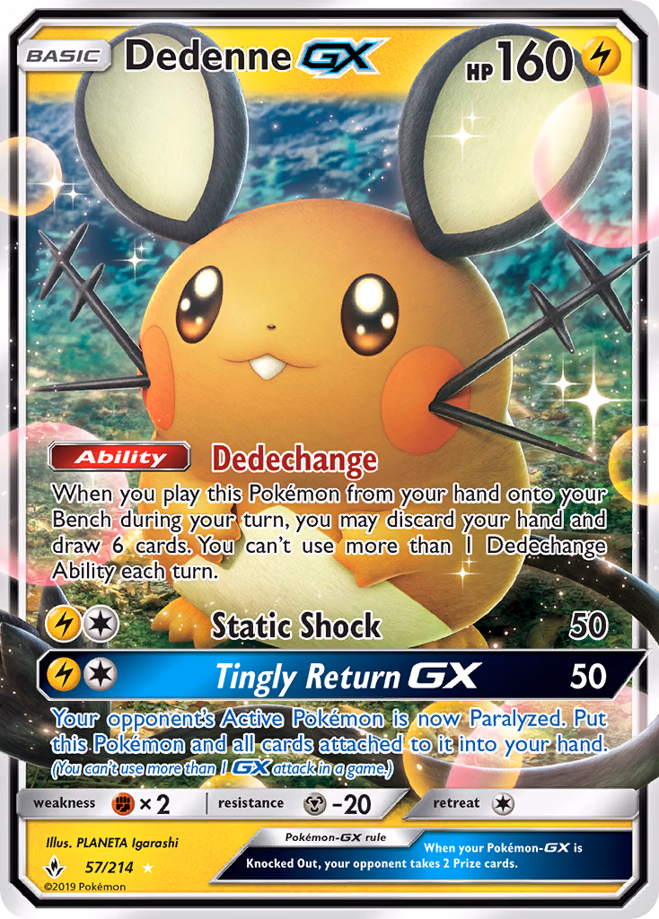 Dedenne-GX Pokemon card (57/214, Unbroken Bonds)