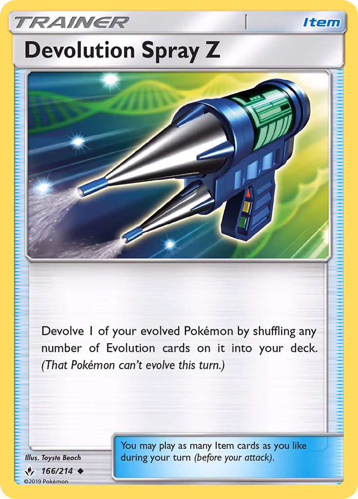 Devolution Spray Z Pokemon card (166/214, Unbroken Bonds)