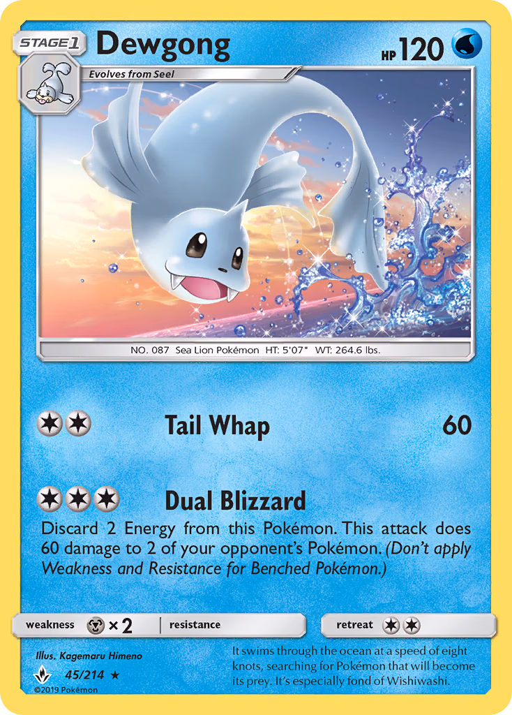Dewgong Pokemon card (45/214, Unbroken Bonds)