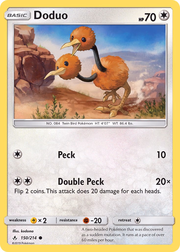 Doduo Pokemon card (150/214, Unbroken Bonds)