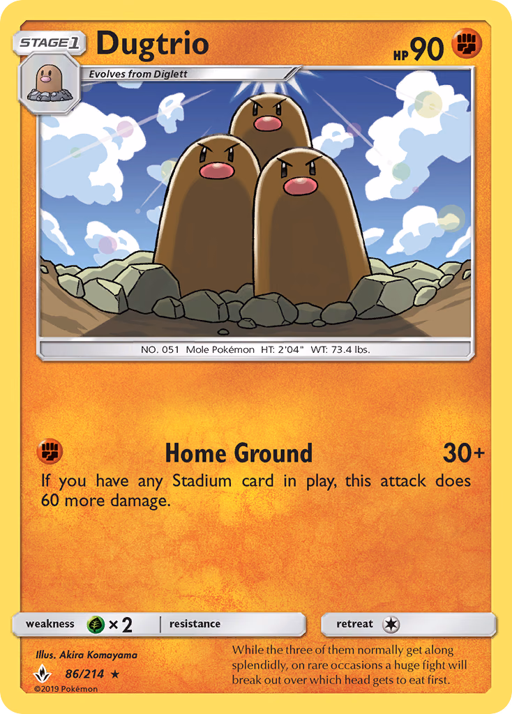 Dugtrio Pokemon card (86/214, Unbroken Bonds)