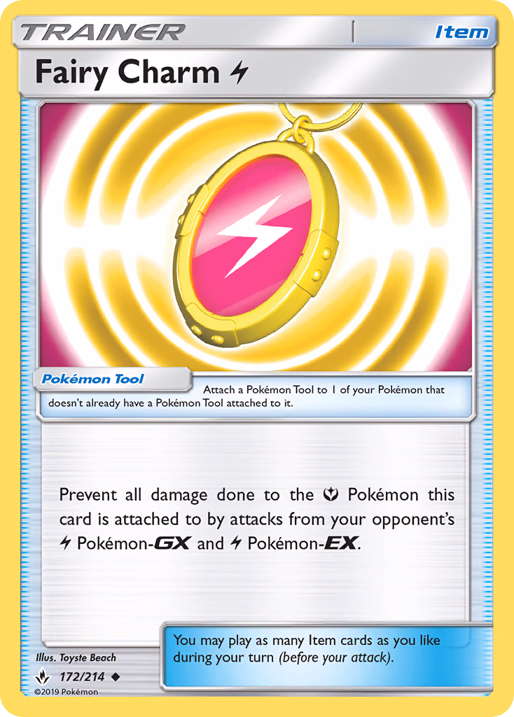 Fairy Charm Lightning Pokemon card (172/214, Unbroken Bonds)