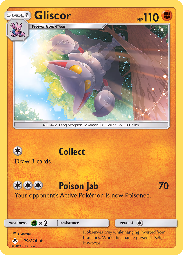 Gliscor Pokemon card (99/214, Unbroken Bonds)