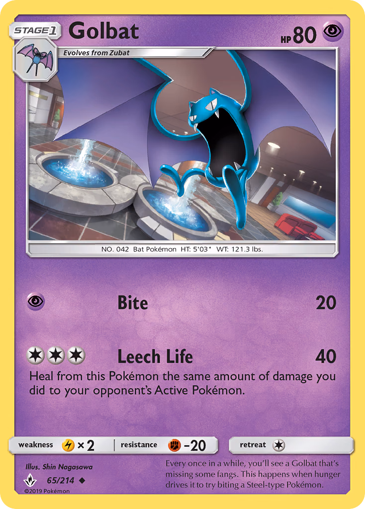 Golbat Pokemon card (65/214, Unbroken Bonds)