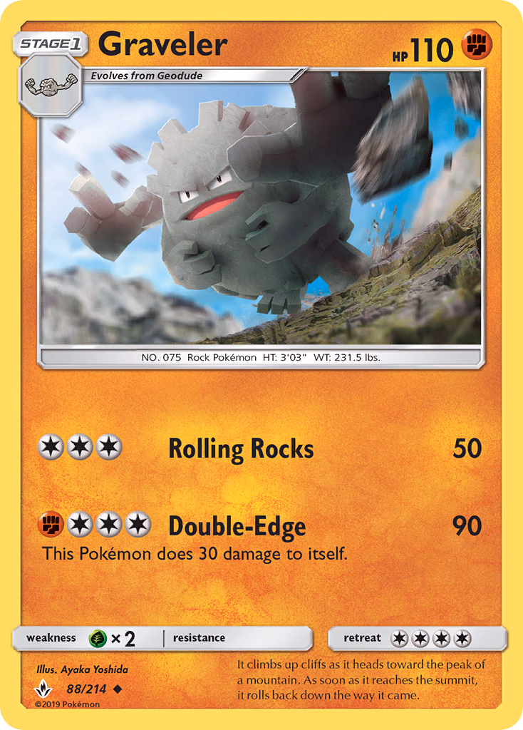 Graveler Pokemon card (88/214, Unbroken Bonds)