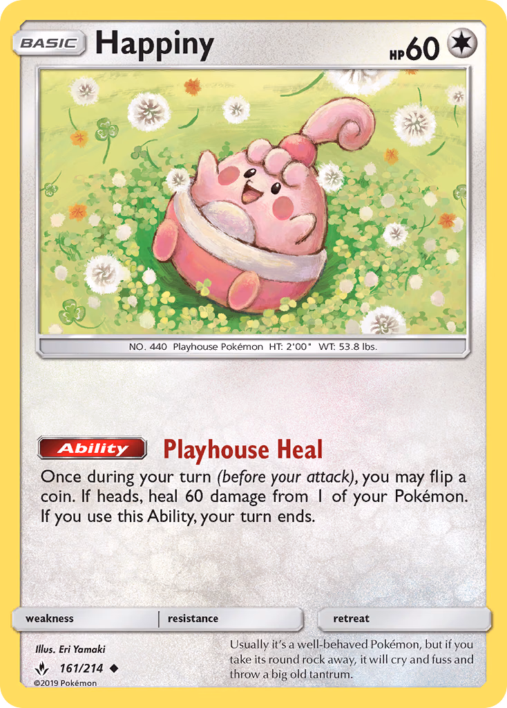 Happiny Pokemon card (161/214, Unbroken Bonds)