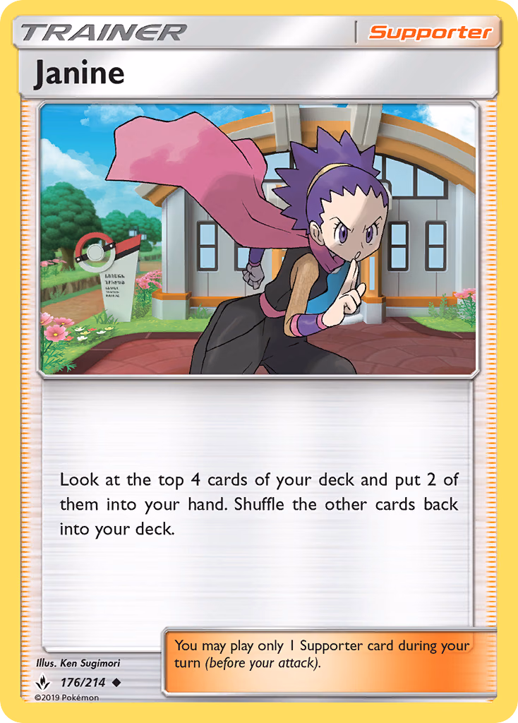 Janine Pokemon card (176/214, Unbroken Bonds)