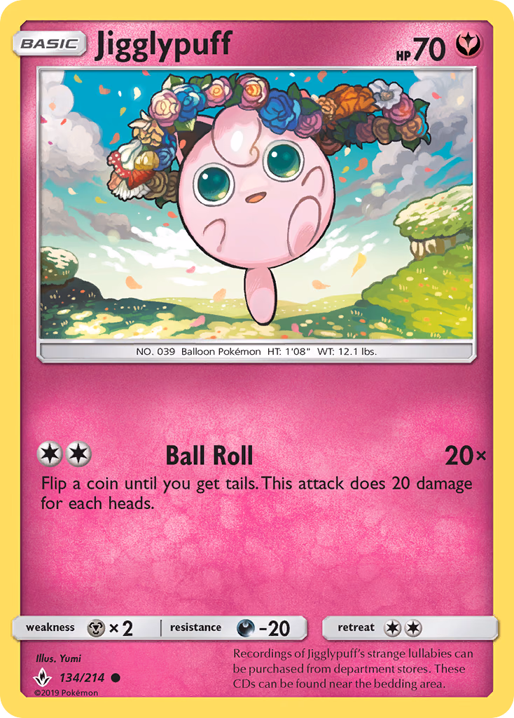 Jigglypuff Pokemon card (134/214, Unbroken Bonds)