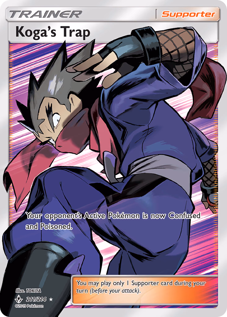 Koga's Trap Pokemon card (211/214, Unbroken Bonds)