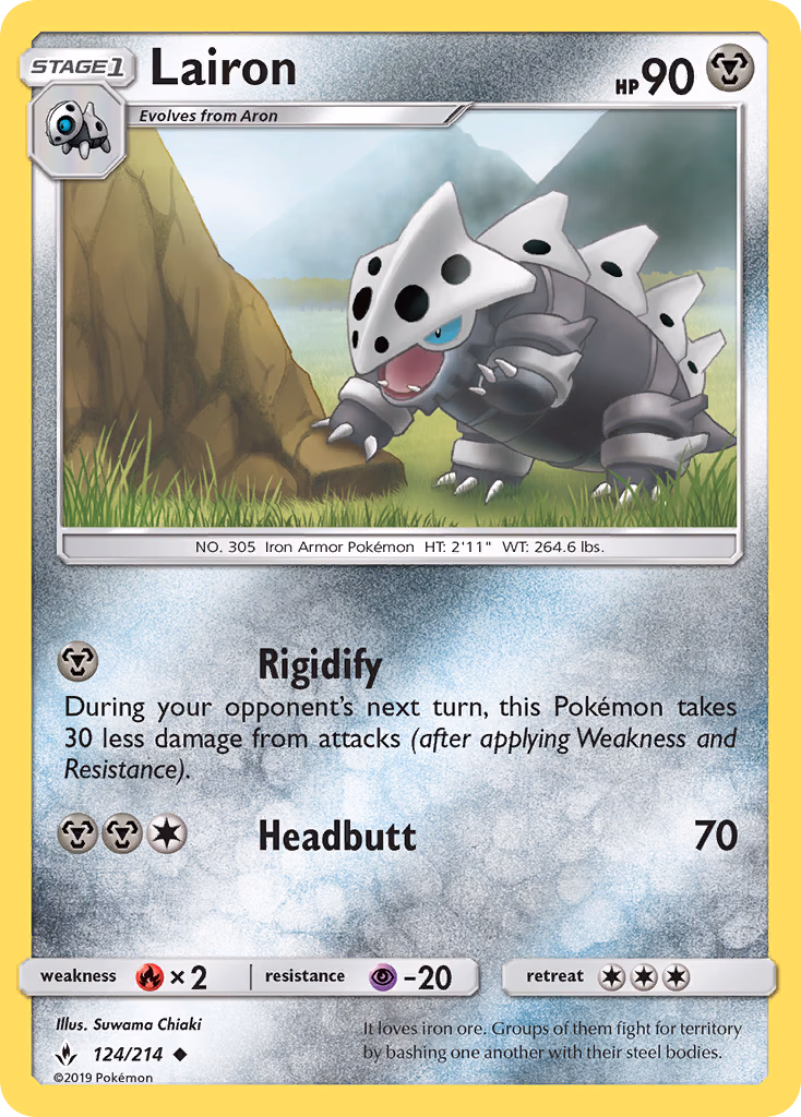 Lairon Pokemon card (124/214, Unbroken Bonds)