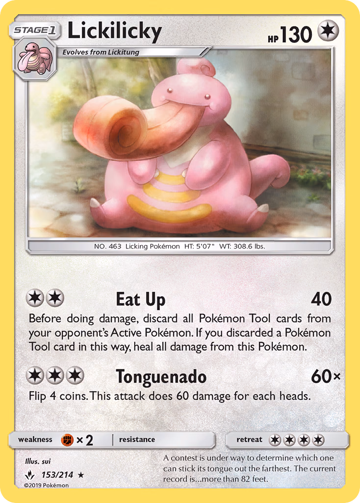 Lickilicky Pokemon card (153/214, Unbroken Bonds)
