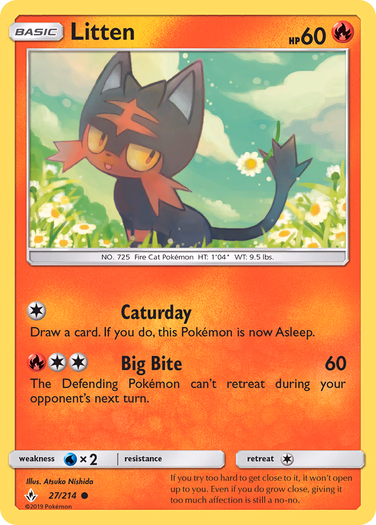 Litten Pokemon card (27/214, Unbroken Bonds)