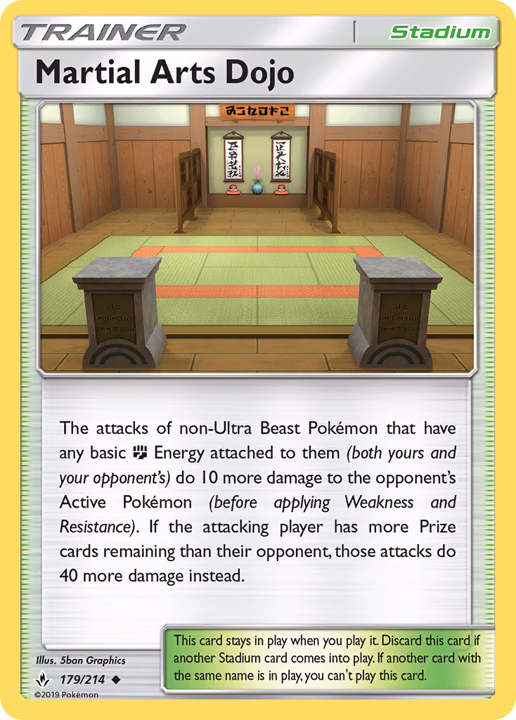 Martial Arts Dojo Pokemon card (179/214, Unbroken Bonds)