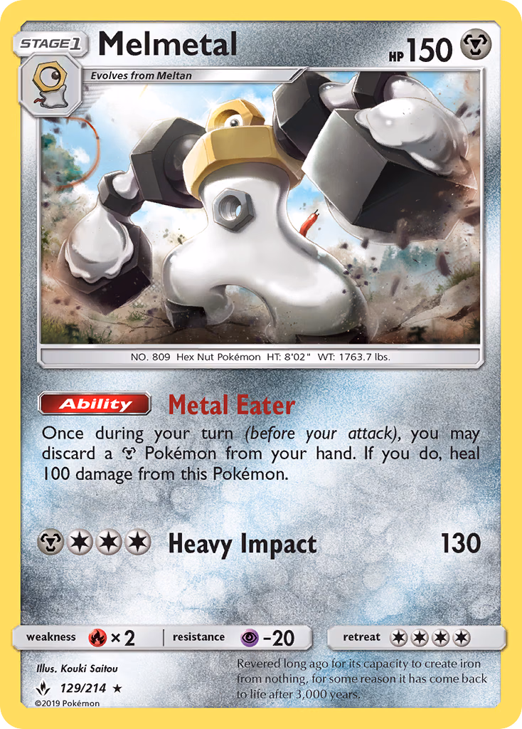 Melmetal Pokemon card (129/214, Unbroken Bonds)
