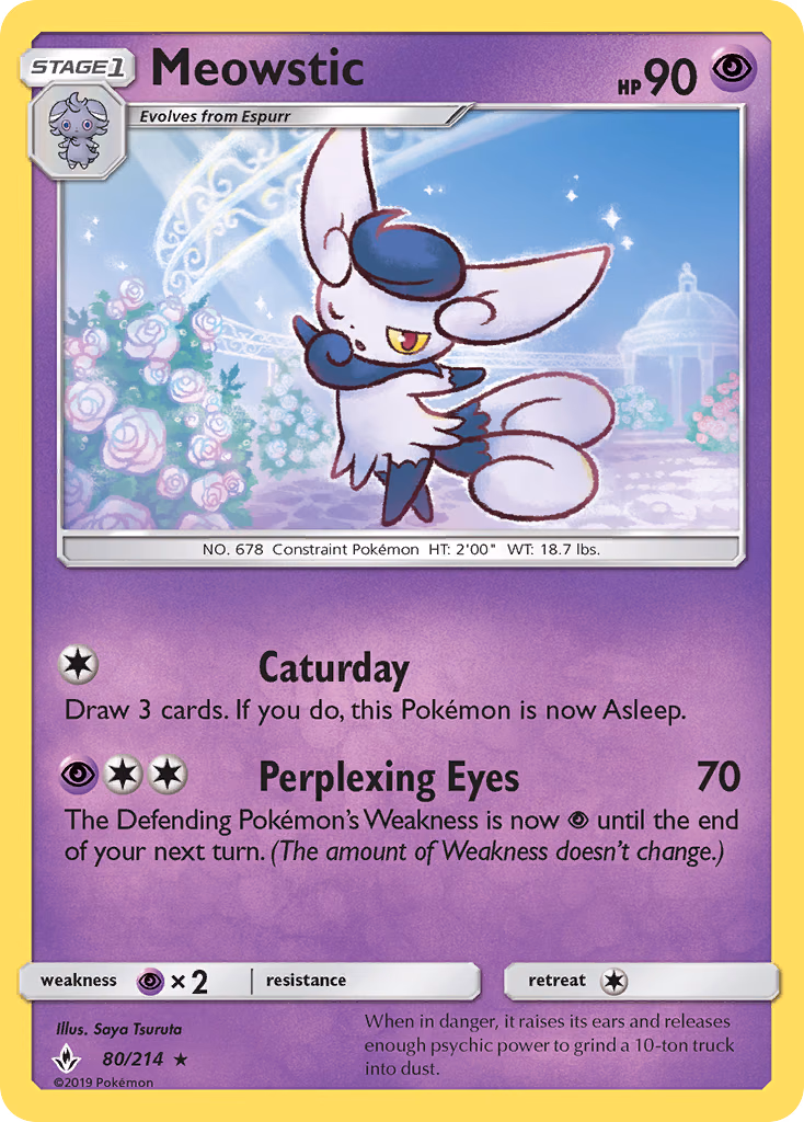 Meowstic Pokemon card (80/214, Unbroken Bonds)