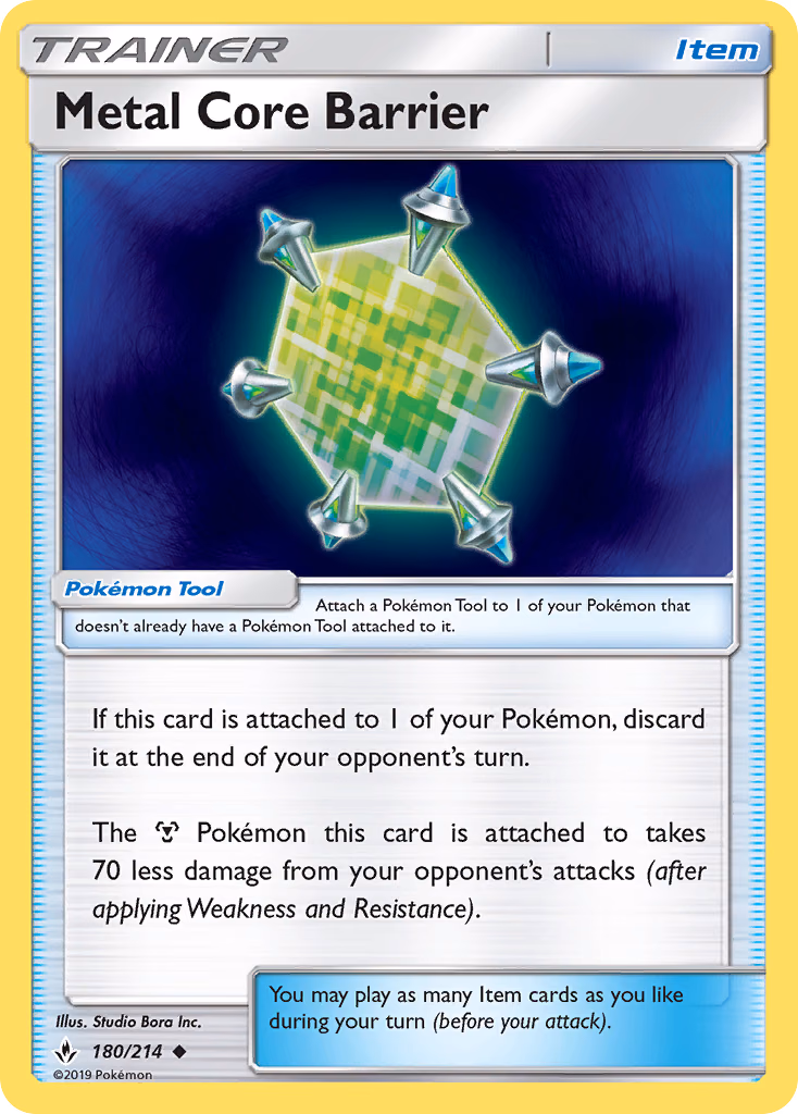 Metal Core Barrier Pokemon card (180/214, Unbroken Bonds)