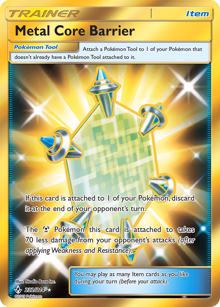 Metal Core Barrier Pokemon card (232/214, Unbroken Bonds)