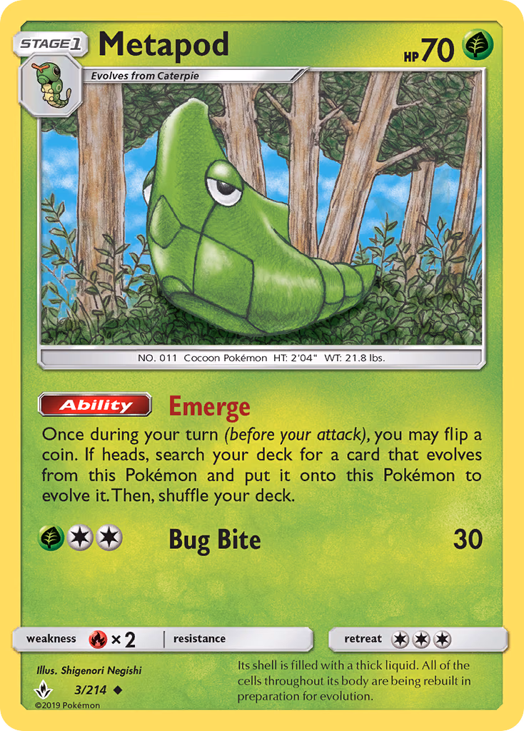 Metapod Pokemon card (3/214, Unbroken Bonds)