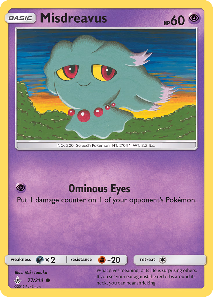 Misdreavus Pokemon card (77/214, Unbroken Bonds)