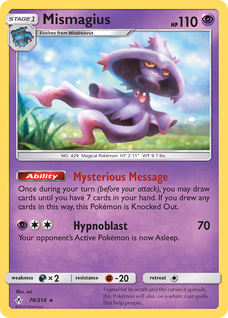 Mismagius Pokemon card (78/214, Unbroken Bonds)