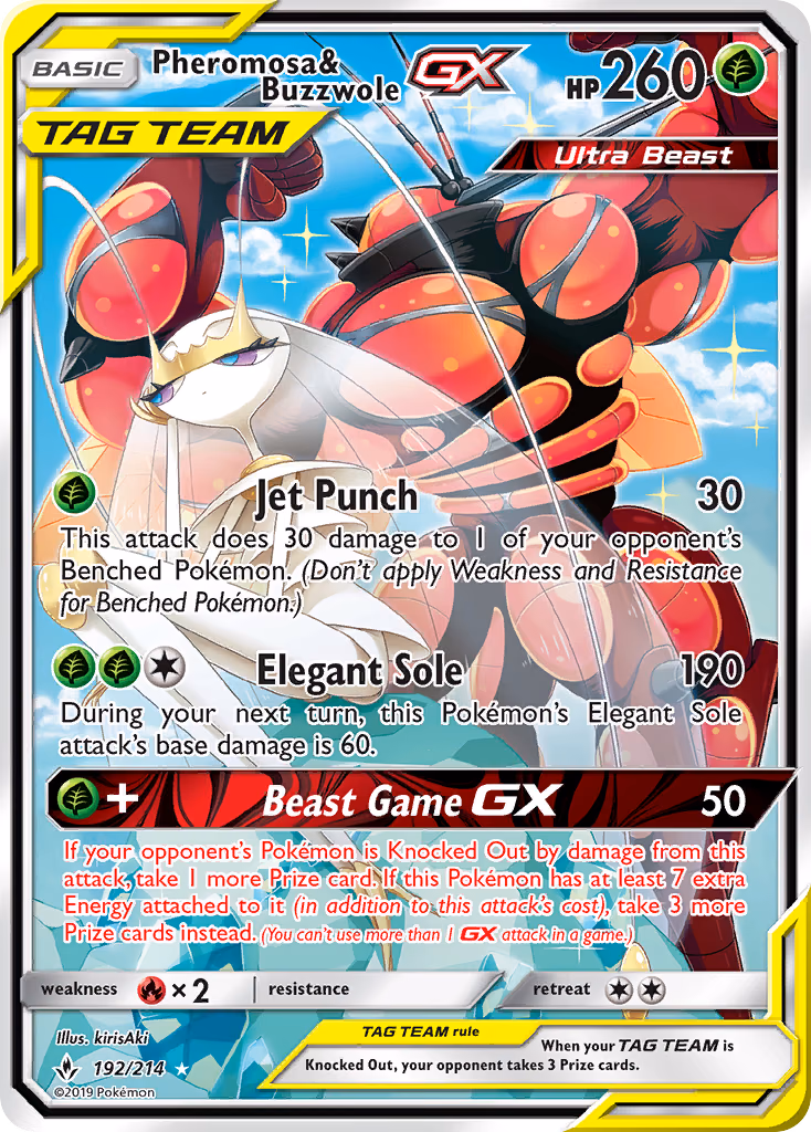 Pheromosa & Buzzwole-GX Pokemon card (192/214, Unbroken Bonds)