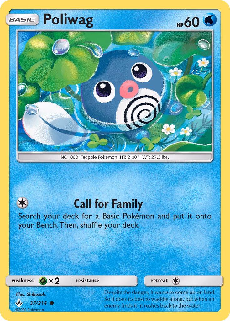 Poliwag Pokemon card (37/214, Unbroken Bonds)