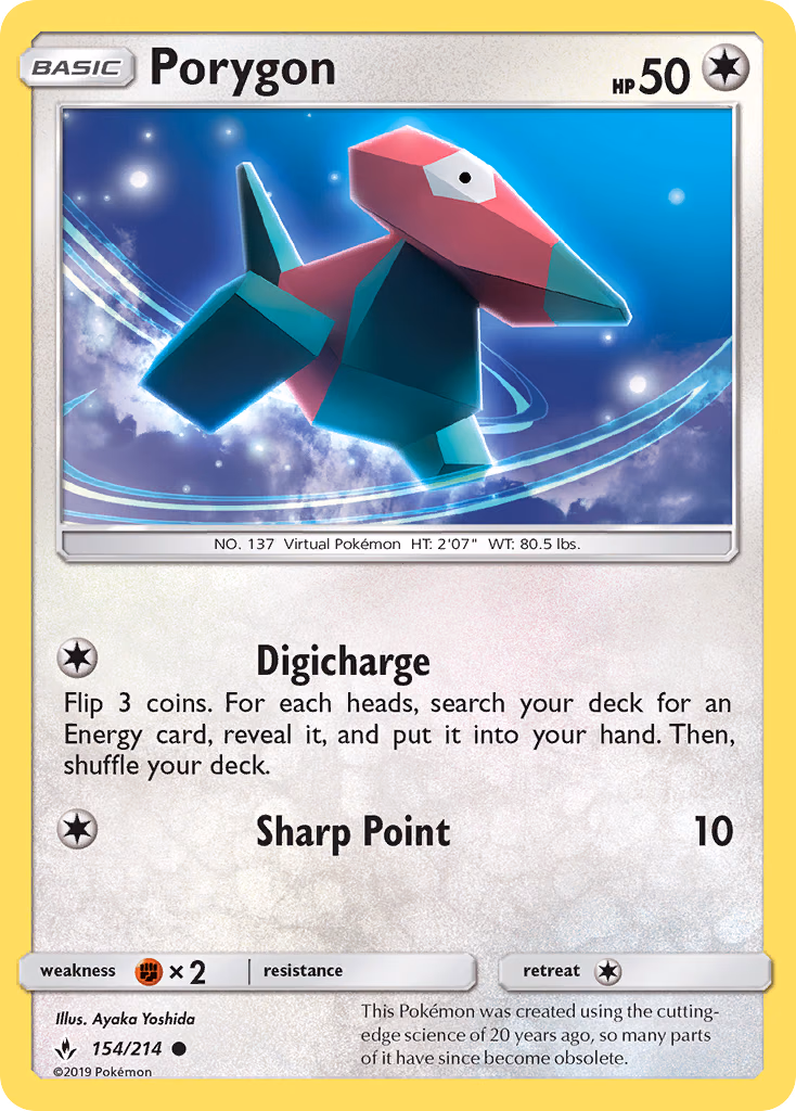 Porygon Pokemon card (154/214, Unbroken Bonds)