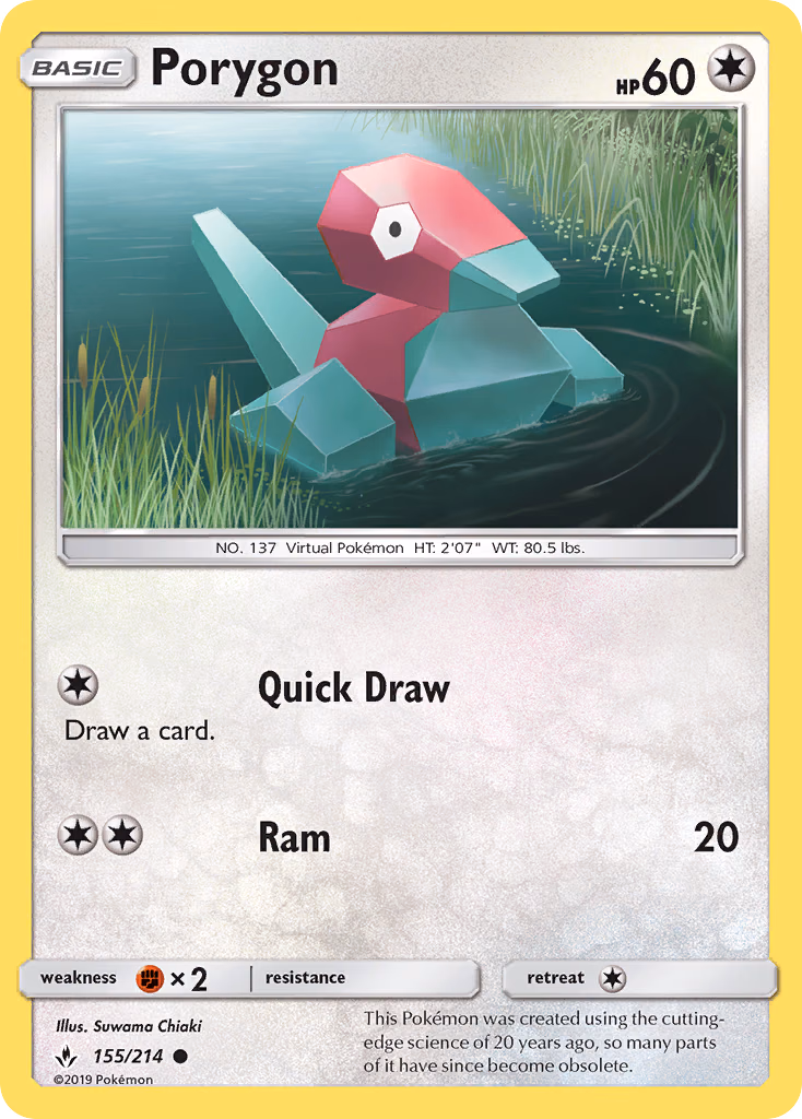 Porygon Pokemon card (155/214, Unbroken Bonds)