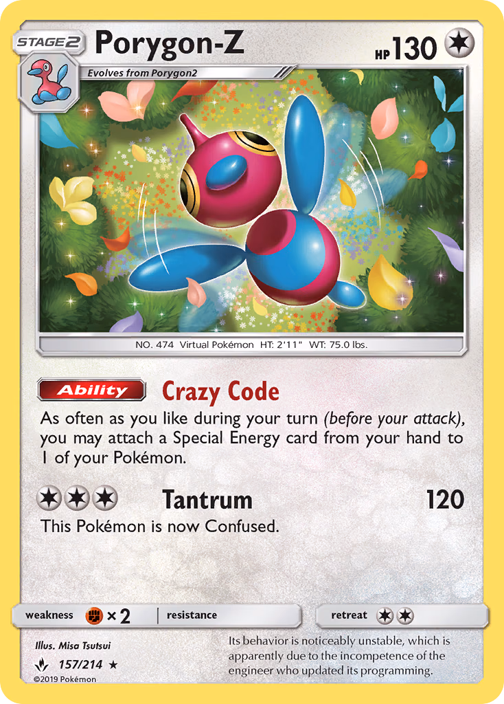 Porygon-Z Pokemon card (157/214, Unbroken Bonds)