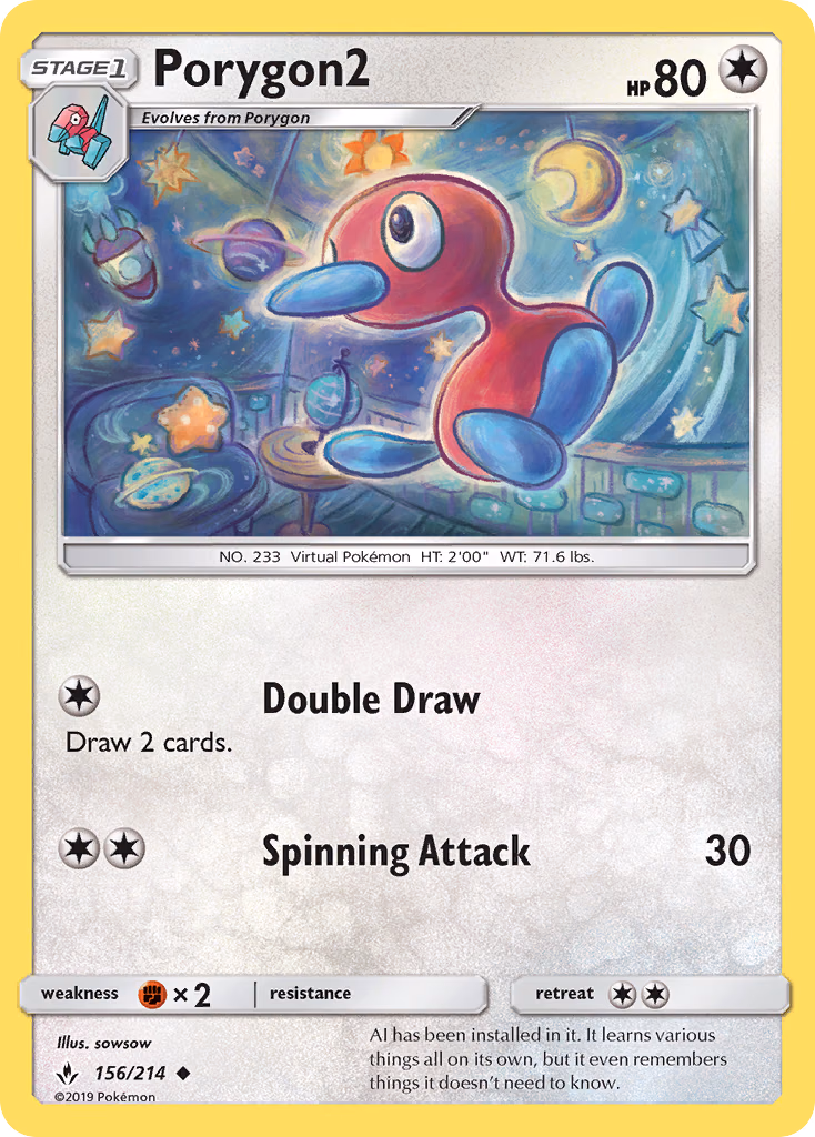 Porygon2 Pokemon card (156/214, Unbroken Bonds)