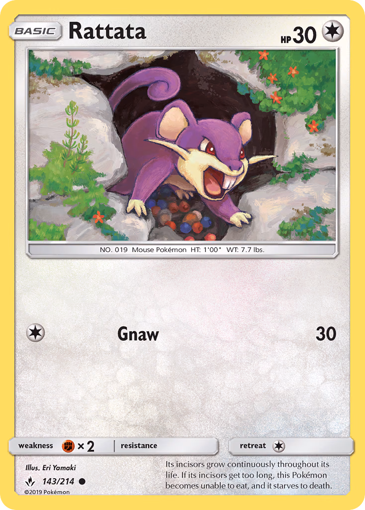 Rattata Pokemon card (143/214, Unbroken Bonds)
