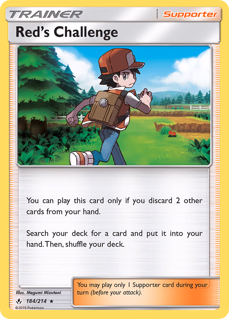 Red's Challenge Pokemon card (184/214, Unbroken Bonds)