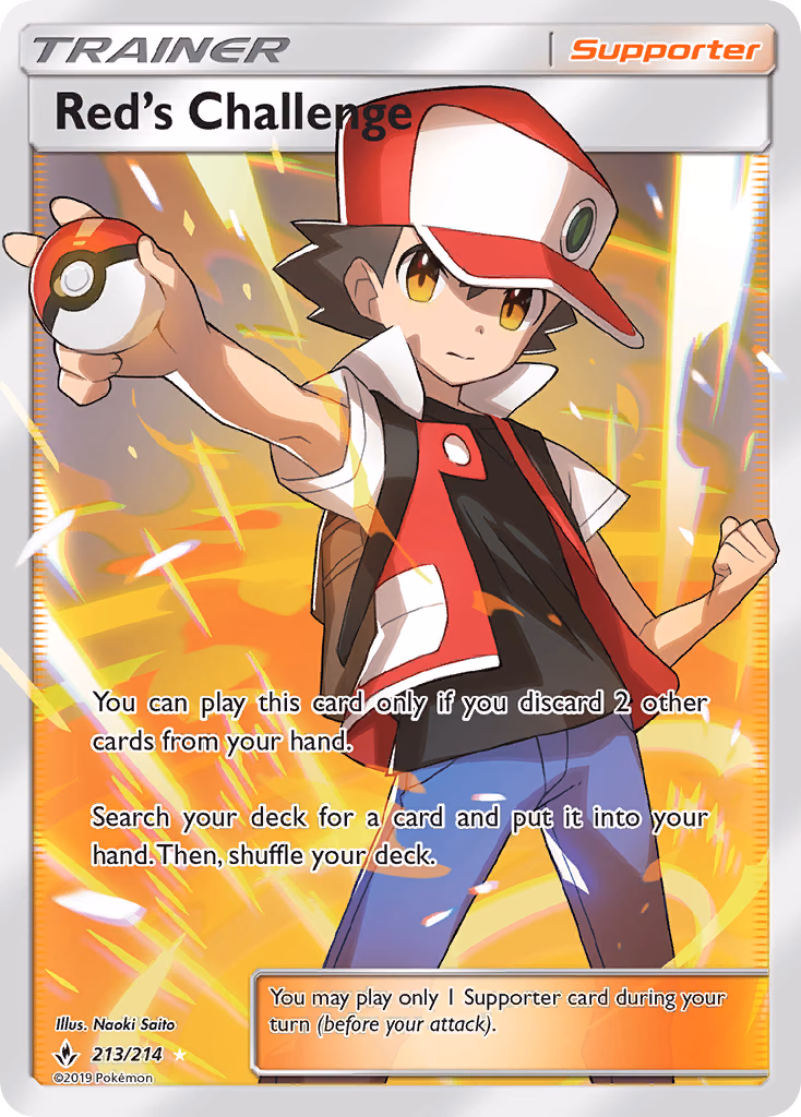 Red's Challenge Pokemon card (213/214, Unbroken Bonds)