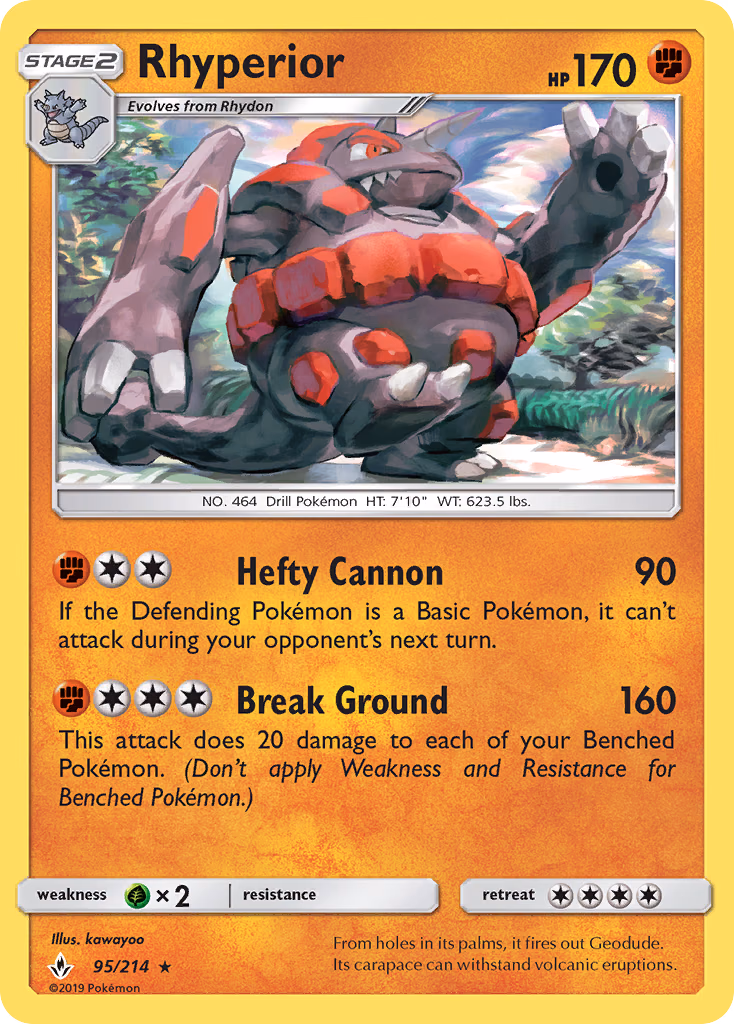 Rhyperior Pokemon card (95/214, Unbroken Bonds)