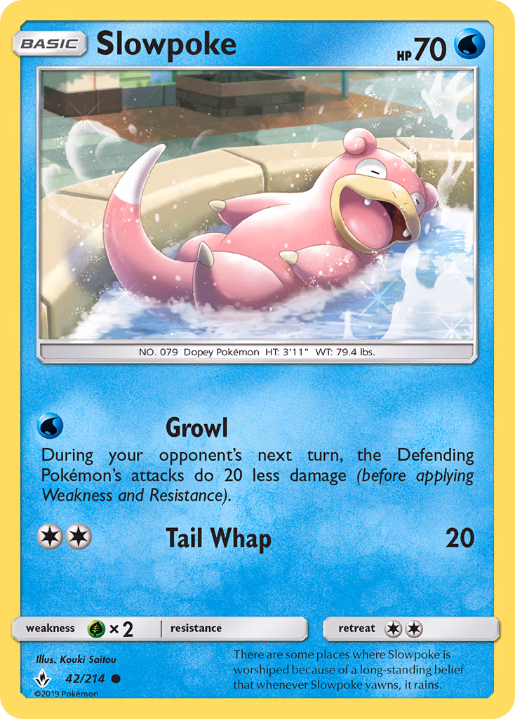 Slowpoke Pokemon card (42/214, Unbroken Bonds)