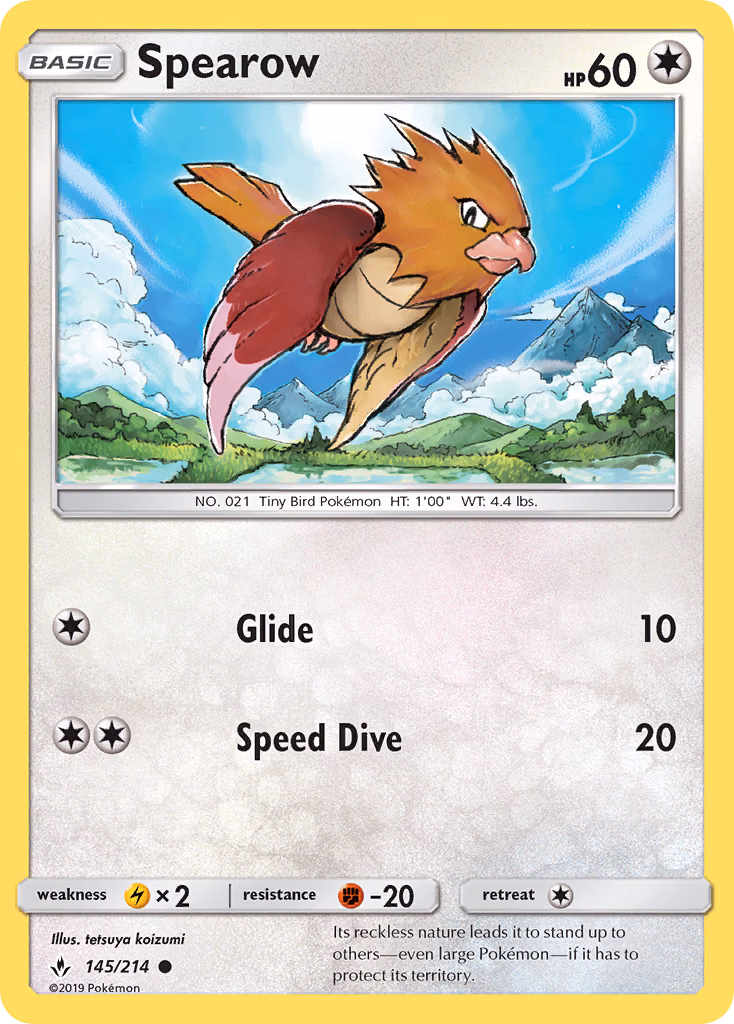 Spearow Pokemon card (145/214, Unbroken Bonds)