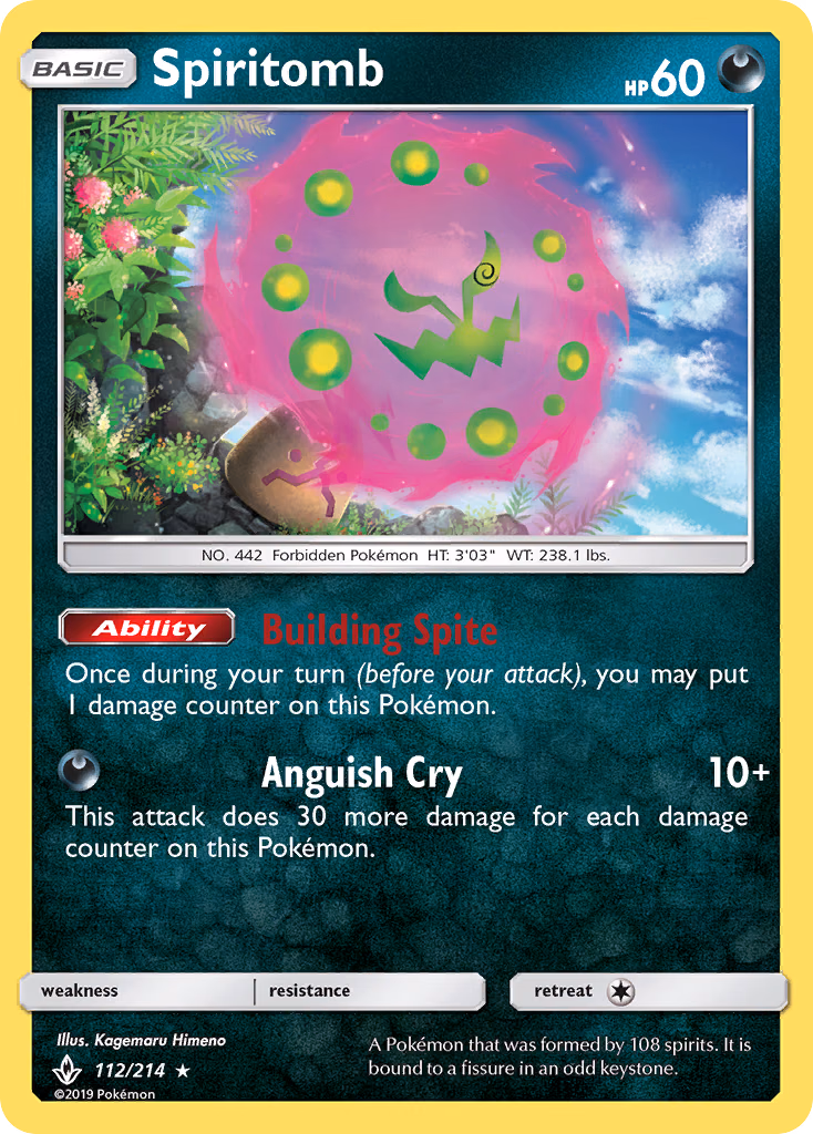 Spiritomb Pokemon card (112/214, Unbroken Bonds)