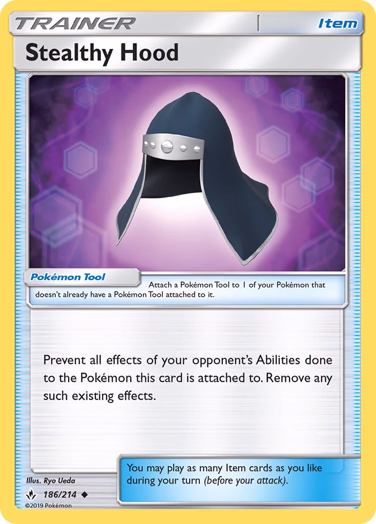 Stealthy Hood Pokemon card (186/214, Unbroken Bonds)