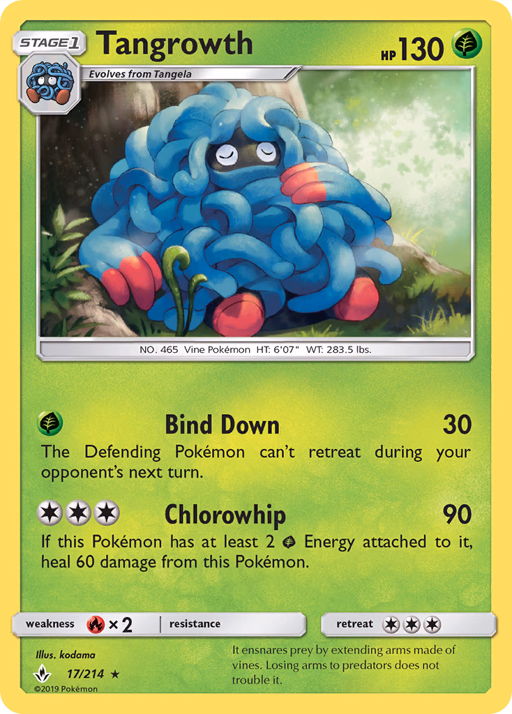 Tangrowth Pokemon card (17/214, Unbroken Bonds)