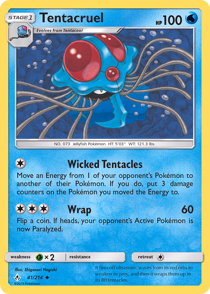 Tentacruel Pokemon card (41/214, Unbroken Bonds)