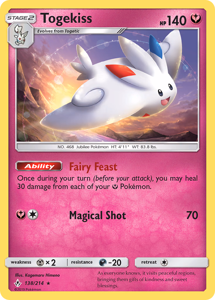 Togekiss Pokemon card (138/214, Unbroken Bonds)