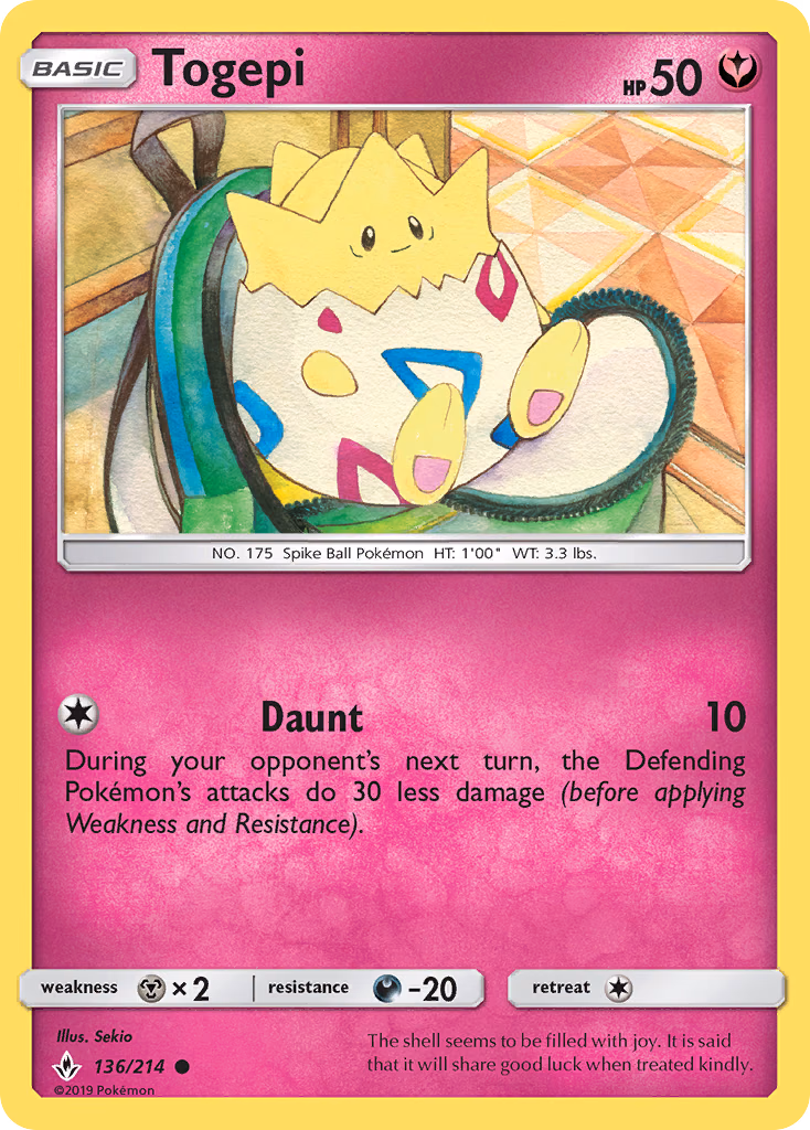 Togepi Pokemon card (136/214, Unbroken Bonds)