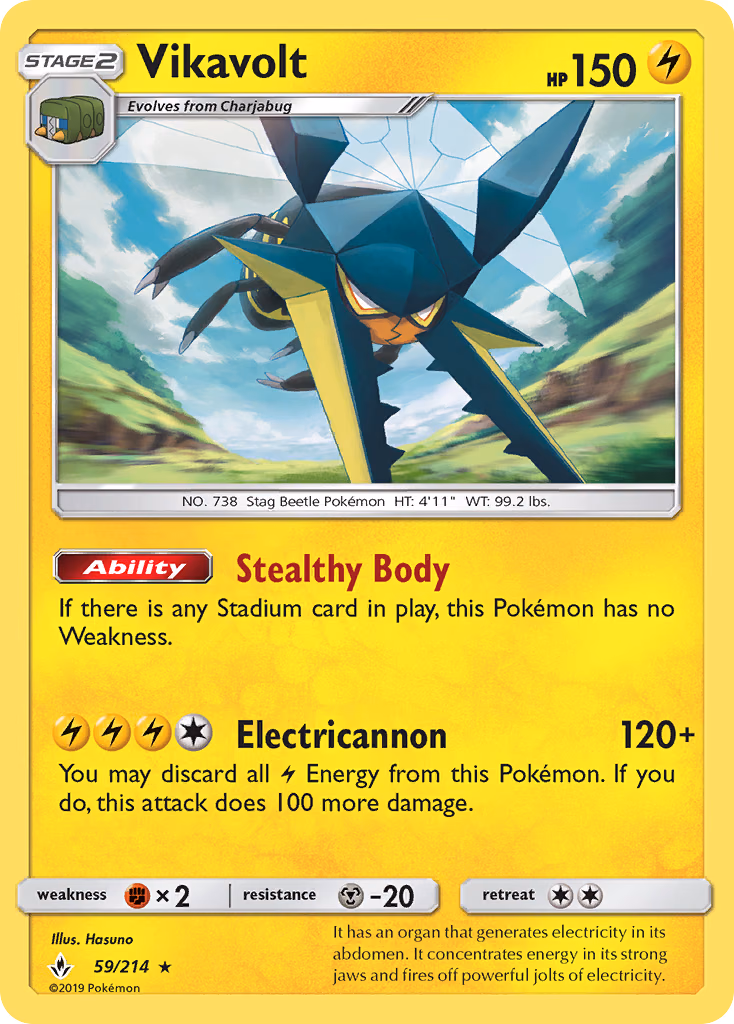 Vikavolt Pokemon card (59/214, Unbroken Bonds)