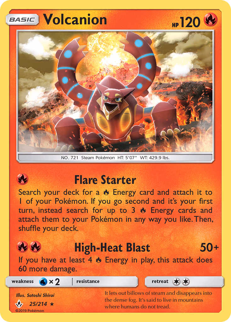 Volcanion Pokemon card (25/214, Unbroken Bonds)