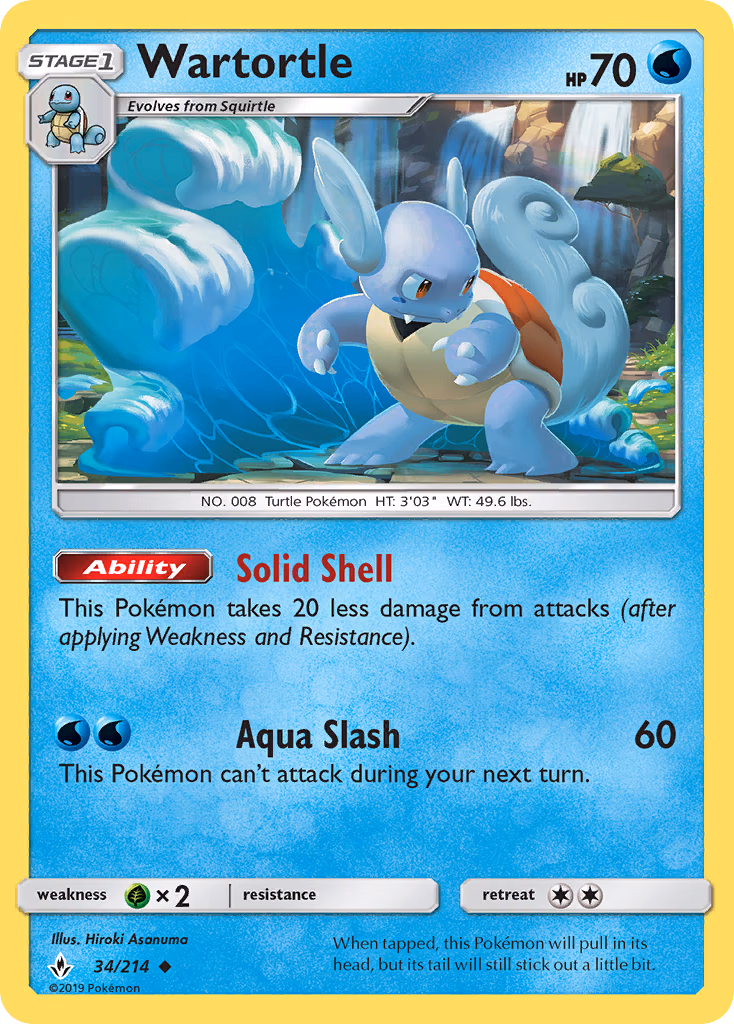 Wartortle Pokemon card (34/214, Unbroken Bonds)