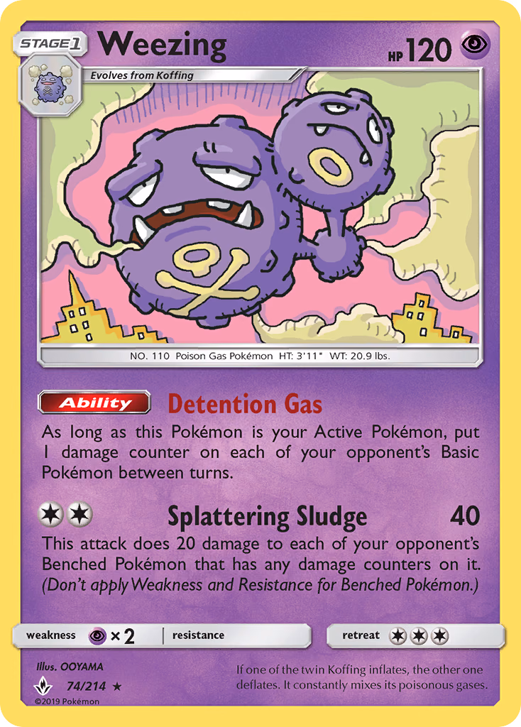 Weezing Pokemon card (74/214, Unbroken Bonds)